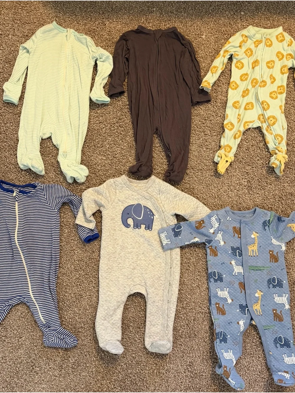 Old Navy Multi-Pack Baby Footed Sleepers - Blue, Gray, Brown, Yellow